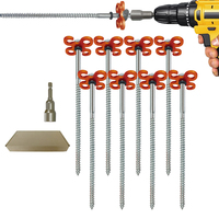 Piquets de sol à visser de 8 pouces, design multi-trous, 8 pièces et 1 tournevis hexagonal pour la fixation de tentes, auvents, abris et balançoires