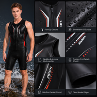 Maillot de triathlon zippé pour homme, combinaison de plongée 3 mm en néoprène sans manches, fermeture éclair frontale, coupe performance, maillot de bain