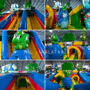 Château gonflable combiné pour enfants, thème <span class=keywords><strong>dinosaure</strong></span>, avec <span class=keywords><strong>toboggan</strong></span> et aire de saut - Product Image 3