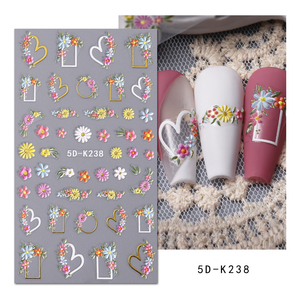 Venta caliente 5D Flower Nail Sticker French <span class=keywords><strong>Daisy</strong></span> Colorful Nail Art Sticker - Product Image 5