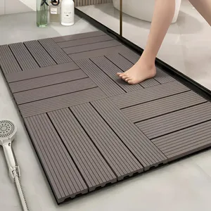 Hot-selling 300x300 Waterproof Diy Outdoor Tile Brushed Wood Interlocking Plastic Composite Decking Wpc Decking For Backyard