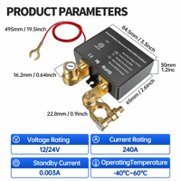 Interruptor de encendido/apagado de batería para RV de 24 V CC y 240 A con control remoto inalámbrico de doble retroalimentación para coches y camiones, que prolonga la vida útil de la batería
