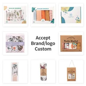 כותנה אורגנית במבוק רכה לנשימה עטיפת חבילות לתינוק יילוד שמיכות קבלה לעטוף שמיכת חבילת מוסלין לתינוק - Product Image 6