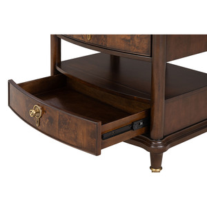 Traditional Style Nightstand Dark Cherry Finish Round <b>Key</b> Knobs Gold <b>Capped</b> Legs Bedroom Storage Drawer - Product Image 3
