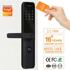 Holztür Smart Locks Tuya Smart WiFi Digitaler Türschloss-Code RFID-IC-Karte Smartphone-App Entsperren Sie den biometrischen Finger abdruck Smart Lock