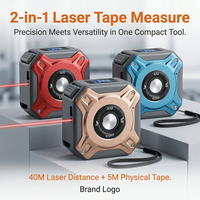 Lonnmeter LONN-M6 Télémètre laser et ruban à mesurer 5m pour la mesure de distance, surface et volume, boîtier en alliage d'aluminium, mesures métriques et impériales