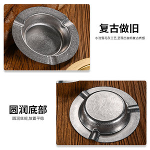 Retro Stainless Steel <b>Ashtray</b> Round Thickened Gold Cigar Holder For Bars KTVs Restaurants - Product Image 5