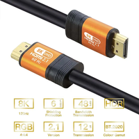 Câble coaxial torsadé plaqué or 2.1 pour audio et vidéo haute vitesse 8K 60Hz 4K 120Hz avec gaine PVC, plusieurs longueurs disponibles