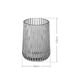 Vertikales Geriffeltes Glas Badezimmer 4-teiliges <span class=keywords><strong>Set</strong></span> Rauchgrau Seifenspender Becher Toilettenbürstenhalter Badezimmer-Dekor - Product Image 5