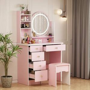Bon marché <span class=keywords><strong>Prix</strong></span> Portable Populaire En <span class=keywords><strong>Bois</strong></span> Simple <span class=keywords><strong>Commode</strong></span> Miroir <span class=keywords><strong>Rose</strong></span> Vanité Ensemble Contreplaqué Moderne Coiffeuse Avec Tiroir - Product Image 3