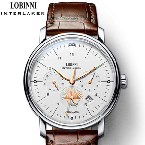 Orologi di Lusso Lobinni per Uomo, <span class=keywords><strong>Orologio</strong></span> Meccanico in Acciaio Inossidabile con Cristallo Zaffiro, Impermeabile <span class=keywords><strong>5</strong></span> <span class=keywords><strong>ATM</strong></span> - Product Image 1