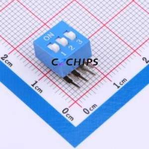 DA-03-B DIP Switch Through hole Component (THT) Switch ( Number of Switch Sections: 3 )( Lead Spacing: 2.54mm )( Color: Blue ) - Product Image 1