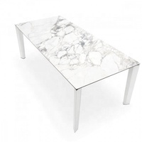 Table à manger extensible extra-large 12 places avec plateau en céramique effet marbre