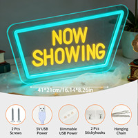 Enseigne néon LED USB à intensité variable pour propriétaires de cinémas et studios de cinéma, idéale pour vitrine, mur et décoration commerciale.