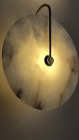 Applique murale ZeroUNO en albâtre, abat-jour rond en marbre naturel, applique murale encastrée en albâtre, applique murale LED pour chevet d'hôtel