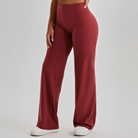 Pantalon de yoga ample pour femme avec logo personnalisé, taille haute, extensible, coupe évasée, pour l'entraînement 4002