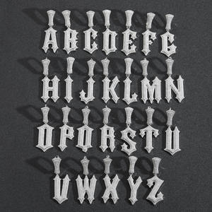 BES Hip-Hop Zircon Brass Burr Letter Collar con colgante de A-Z Iced Out Custom 26 Mayúsculas Letra inglesa Collar Colgante Joyería - Product Image 2
