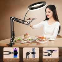 Anneau lumineux de maquillage pour selfie Lampe de beauté pour selfie Anneau lumineux réglable en hauteur 3 couleurs pour diffusion en direct
