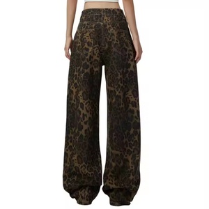 Jeans de Mujer al por Mayor, Diseño Nuevo, Alta Calidad, Estilo Vintage, Estampado de Leopardo, 100% Algodón, Cintura Baja, Corte Holgado - Product Image 4