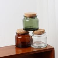 Frascos vacíos para velas de vidrio transparente verde ámbar de 100ml con tapa de corcho DIY velas taza recipiente contenedores embalaje