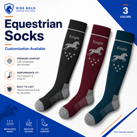 Chaussettes d'équitation professionnelles pour hommes, style sport, écologiques, hauteur genou, respirantes, avec logo personnalisé sur la semelle et le revers, collection printemps
