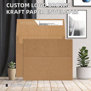 Enveloppes en papier kraft brun écologiques avec logo personnalisé, gaufrage et fermeture autocollante, pour cadeaux et artisanat, papeterie de bureau - Product Image 2