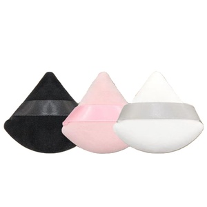 Borla de Maquillaje Triangular, Suave, Blanca y Negra, para Polvo Seco Suelto, Borla de Algodón, Herramienta de Belleza - Product Image 1