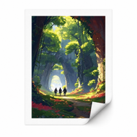 Impression Giclée sur Toile Polyester 60x90cm Silhouette de Sentier en Forêt Verte Impression HD Anime Art Mural Non Tendu pour Décoration d'Hôtel