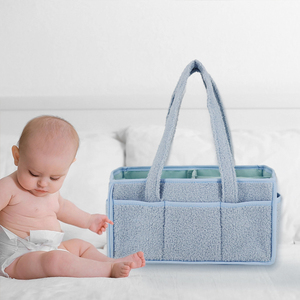 ราคาดีขายส่งแบบพกพาเท็ดดี้กํามะหยี่เนอสเซอรี่ออแกไนเซอร์ตะกร้าถังแม่แบกกระเป๋าผ้าอ้อมผ้าอ้อมแคดดี้สําหรับทารก - Product Image 6