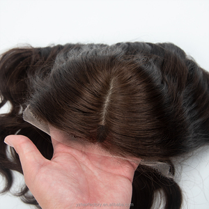 Topper de encaje con base de piel, cabello europeo virgen 9x9'' con cutícula alineada, al por mayor, 12A, con base de seda, extensiones de cabello humano, toppers de cabello - Product Image 4