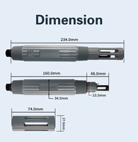 Électrode de conductivité analogique, sonde EC à 2 pôles en graphite K=1, 0~10mS/cm, boîtier ABS avec capteur de température intégré