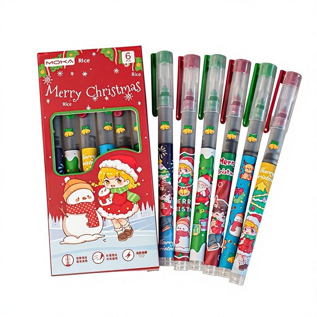 New Christmas Rollerball Pen-Stylish Black Exam-Practice Note-Taking Ballpoint Plastic 0.5mm Tip Liquid Ink Perfect Christmas
