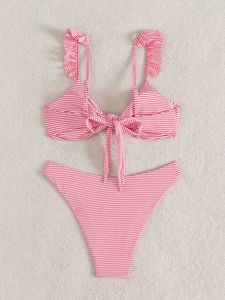 ชุดบิกินี่สองชิ้นลายเสือดาวสีสันสดใสแบบผูกหลังสำหรับใส่ไปทะเล - Product Image 5