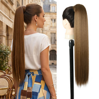 Queue de cheval à clipser Julianna, extension de cheveux synthétiques longue et droite de 28 pouces, postiche à enrouler pour femme
