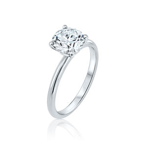 Bague en or blanc massif 14k 18k avec diamant naturel certifié Gia Igi, bague de fiançailles, bijoux fins, bagues en or pour femmes - Product Image 1
