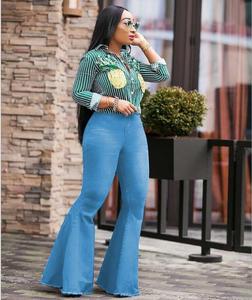 <span class=keywords><strong>Jeans</strong></span> Vintage a Zampa d'Elefante per Giovani <span class=keywords><strong>Donne</strong></span>, <span class=keywords><strong>Taglie</strong></span> <span class=keywords><strong>Forti</strong></span>, Modello Popolare con Effetto Push-Up - Product Image 4