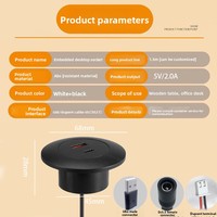 Prise de bureau USB intégrée pour mobilier transfrontalier, chargeur rapide pour canapé, table de chevet, bureau, double mode