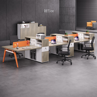 Poste de travail modulaire rectangulaire écologique et moderne pour employés avec écran de séparation et casier intégré