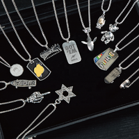 Großhandel Retro Hip-Hop Edelstahl Titan Halskette Anhänger Metalllegierung Schmuck mit Kunst-Logo Box Inklusive Guter Lagerbestand