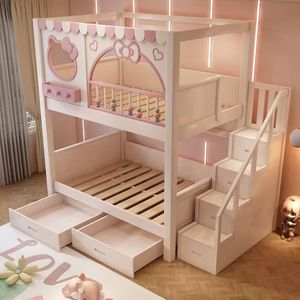 Lit superposé <span class=keywords><strong>de</strong></span> haute qualité pour enfants, lit double en bois, design <span class=keywords><strong>château</strong></span>, taille Queen, lit superposé en bois pour appartement - Product Image 4