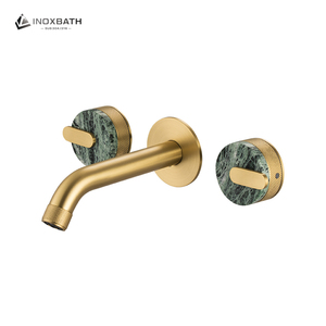 Grifo de Baño de 3 Orificios, Montado en la Pared, Agua Frí<span class=keywords><strong>a</strong></span> y Caliente, Grifo Mezclador de Dos Manijas para Lavabo - Product Image 1