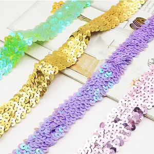 Deepeel KY335 3センチメートルElastic Sequins Ribbon Sequin Lace Fabric Trim For Sewing Stage Dress DIY Wedding Decoration Accessories