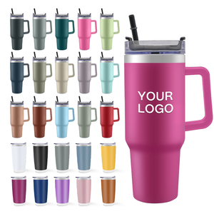 Hot Sale Stainless Steel <b>Double</b> <b>Wall</b> Vacuum Insulated 40oz/1200ml Travel Coffee Tumbler Handle Plastic Straw Business Gifts - Product Image 5