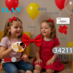 อิลัน โบว์ไทสีแดง 3.5 ซม. x 2.5 ซม. สำหรับเครื่องประดับผม แพ็ค 5 ชิ้น - Product Image 3