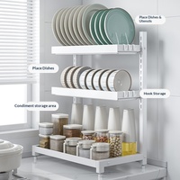 Étagère de rangement réglable en hauteur pour comptoir de cuisine, organiseur de séchage pour assiettes, bols et épices