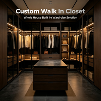 Armoire Modulaire Haut de Gamme en Verre Écologique et Durable, Ensemble de Dressing Moderne à Portes Battantes, en Bois Massif pour Villa, Chambre et Hôtel