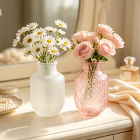 Vase à fleurs en verre de style nordique, vase transparent moderne en relief pour la décoration de table de salon, vente chaude