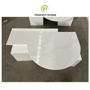 Phong cách hiện đại Đá Nhân Tạo TV đơn vị bảng Tops đồ nội thất Trắng thạch anh TV đứng Countertop P hình dạng bàn cho phòng khách - Product Image 1