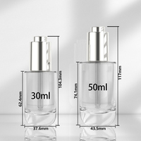 Supplier Botol Kaca Frosted 50ml 30ml dengan Pipet untuk Kemasan Kosmetik Minyak Atsiri, Botol Minyak Atsiri dengan Pipet
