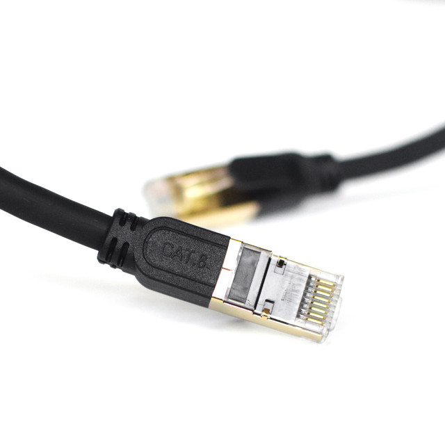 SFTP/FTP High Speed Cat6a Cat7 Cat8 Flat Patch Cord 1m 3m 5m 10m 15m Bare Copper CCA Patch Cord RJ45 From China Supplier SZADP